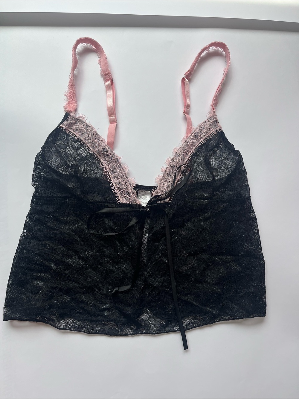 Black & Pink Lace Chemise Top - Women Intimates